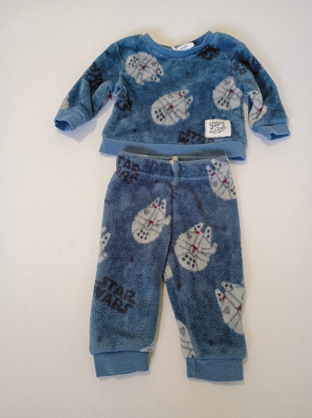 Star Wars Light Blue Plush 3-6M Pajama Set Future Jedi Tag